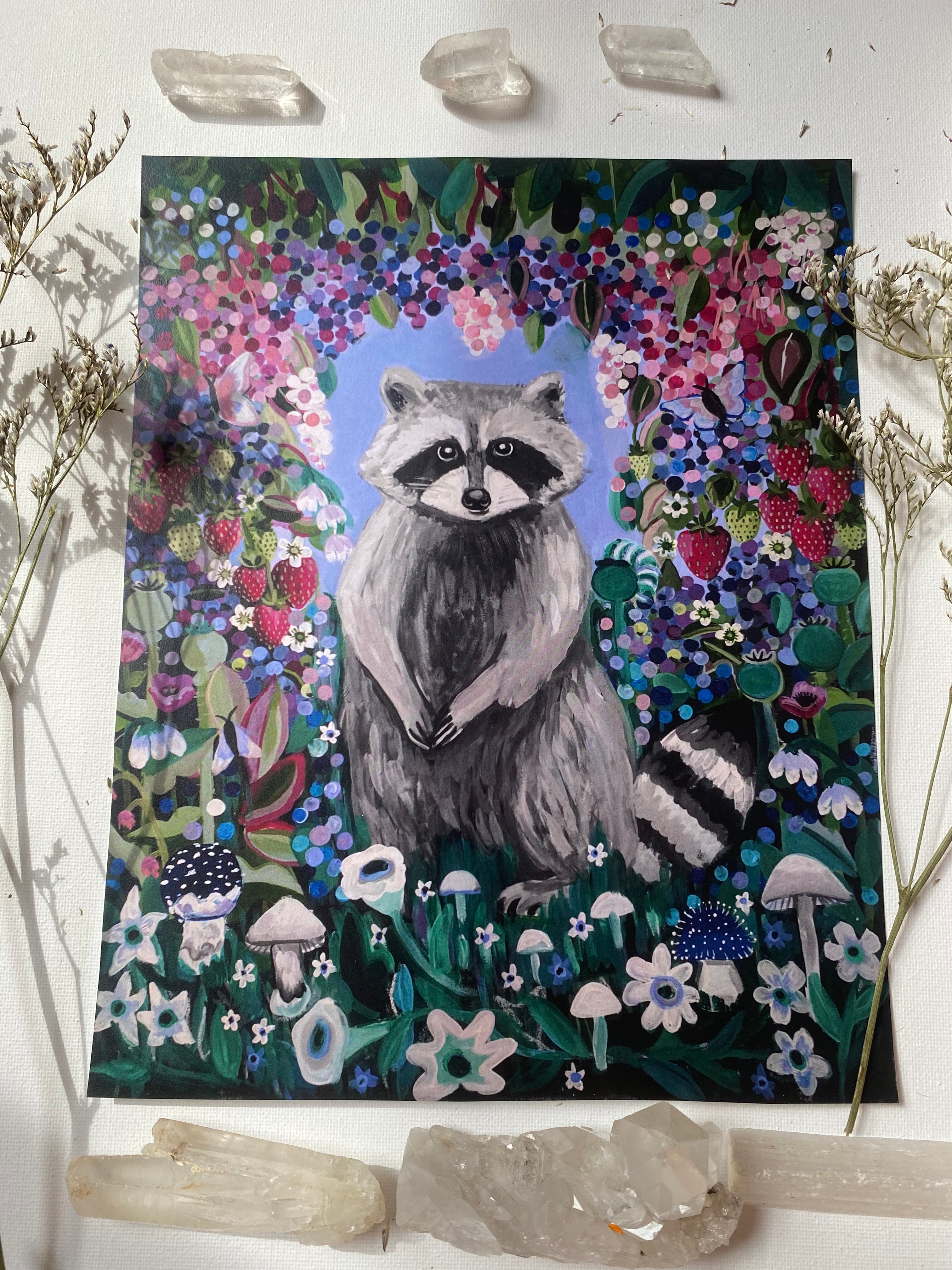 Wild Summer Racoon Print