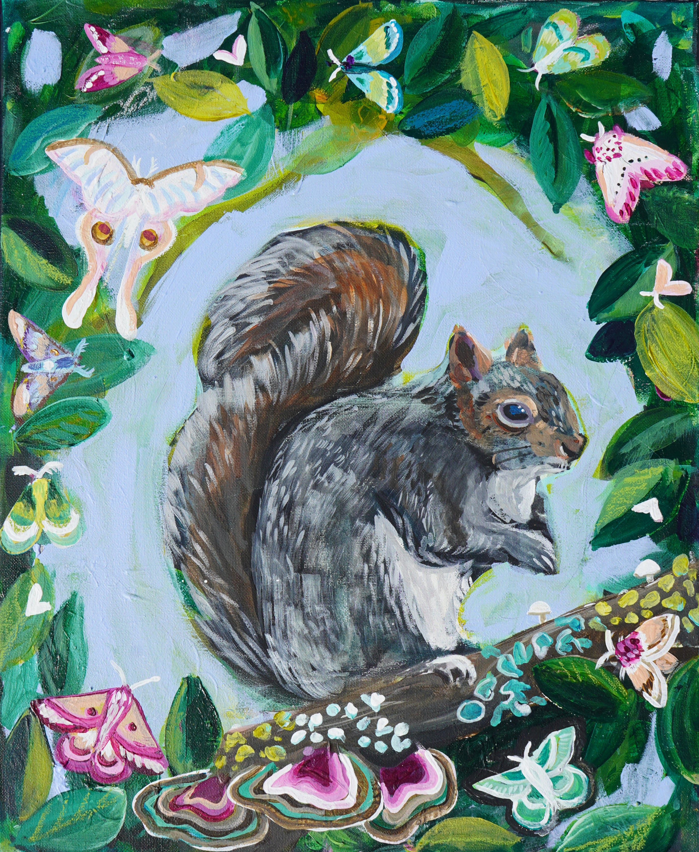 Squirrel Butterfly Tree Painting