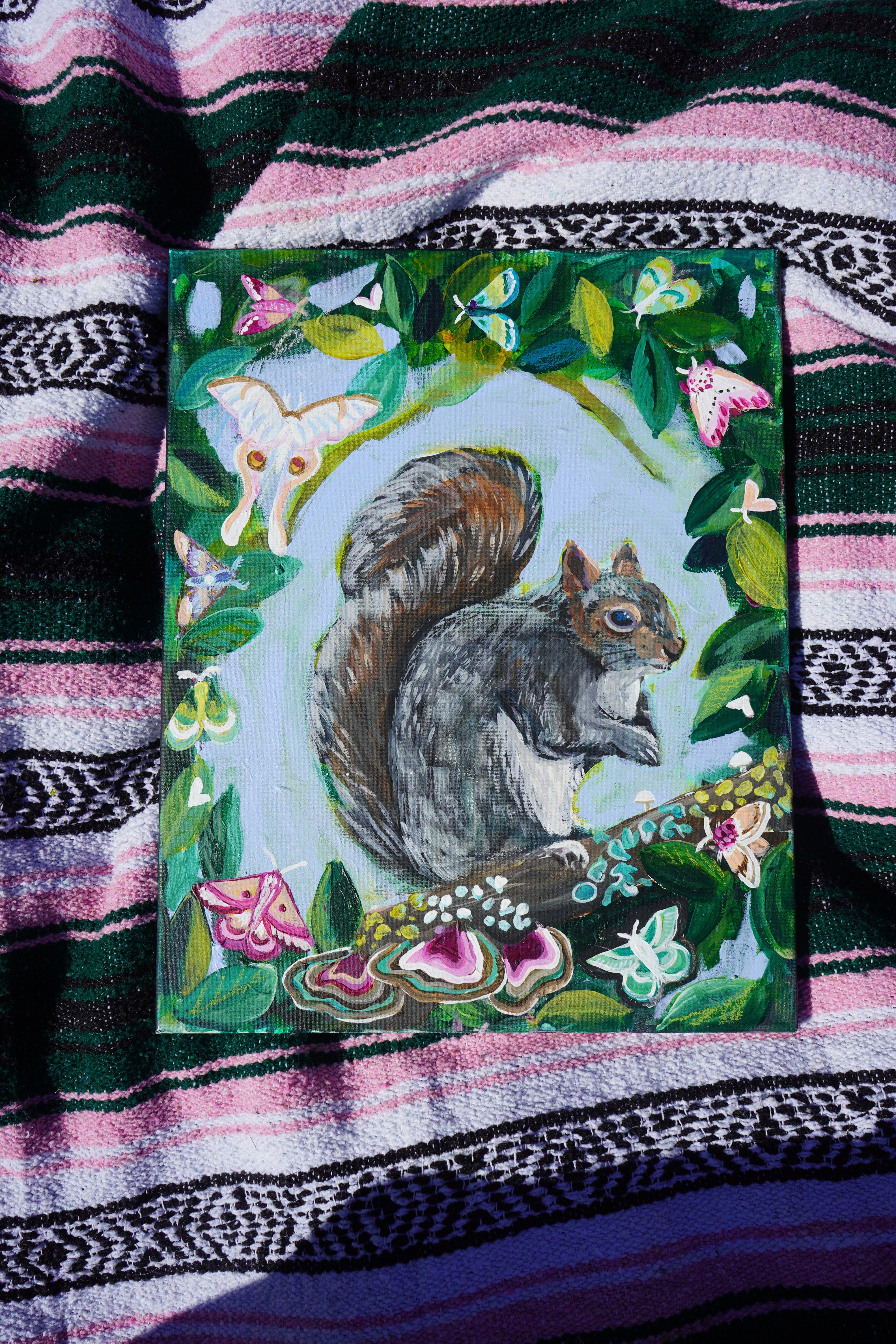 Squirrel Butterfly Tree Painting