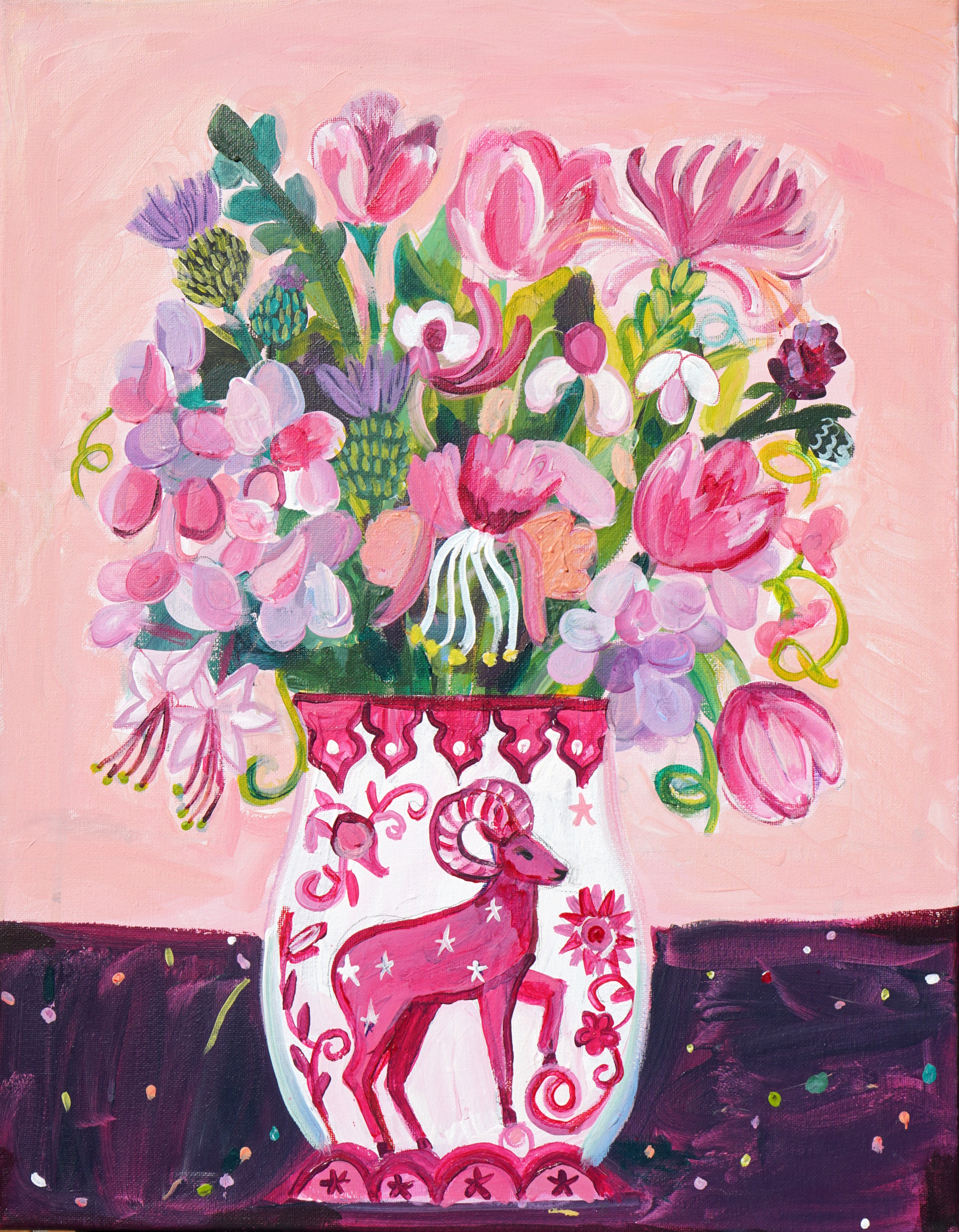 Aries Flowers Original Painting