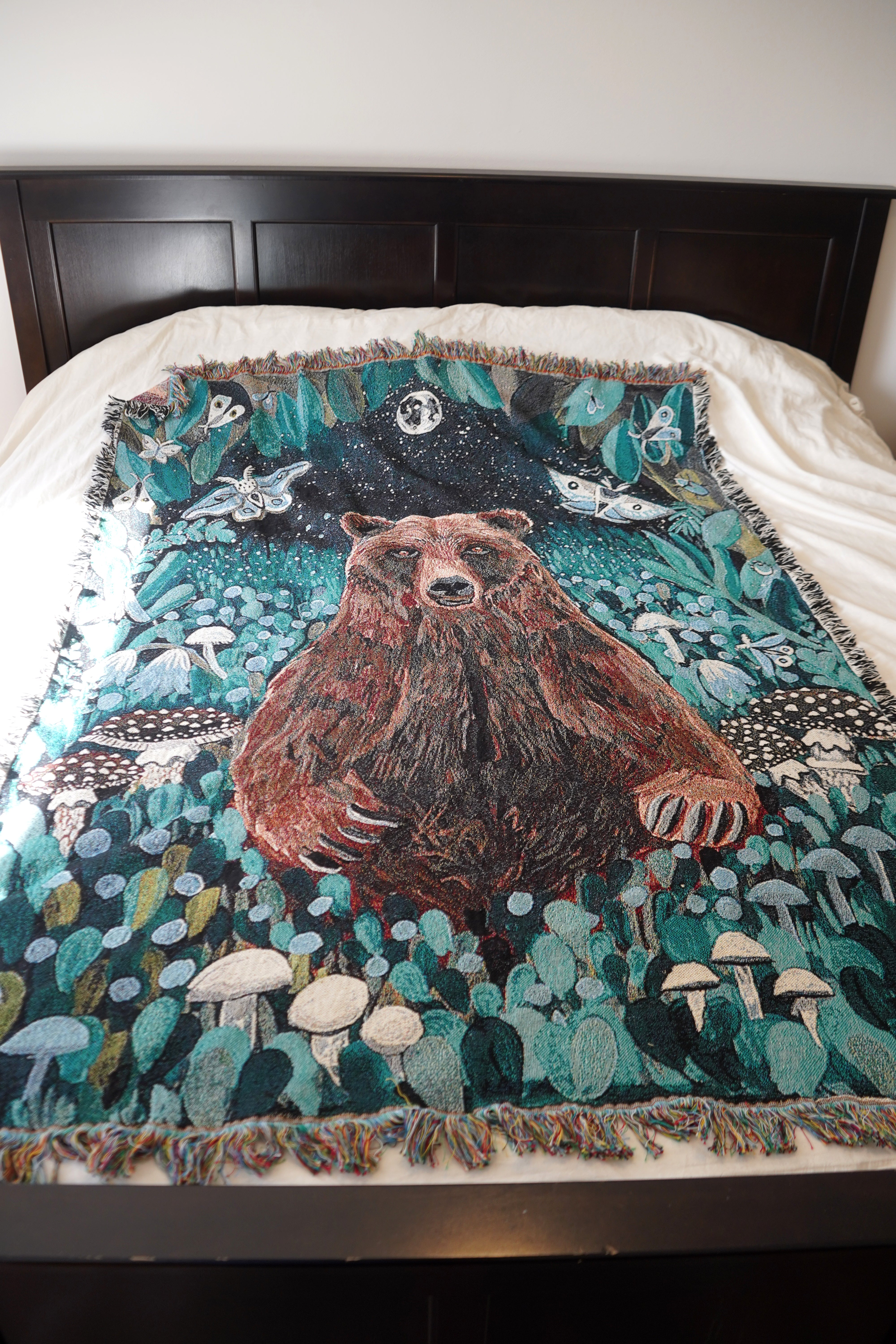 Blueberry Moon Bear Blanket Tapestry
