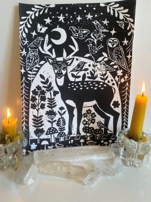 Dark Woods Deer Print