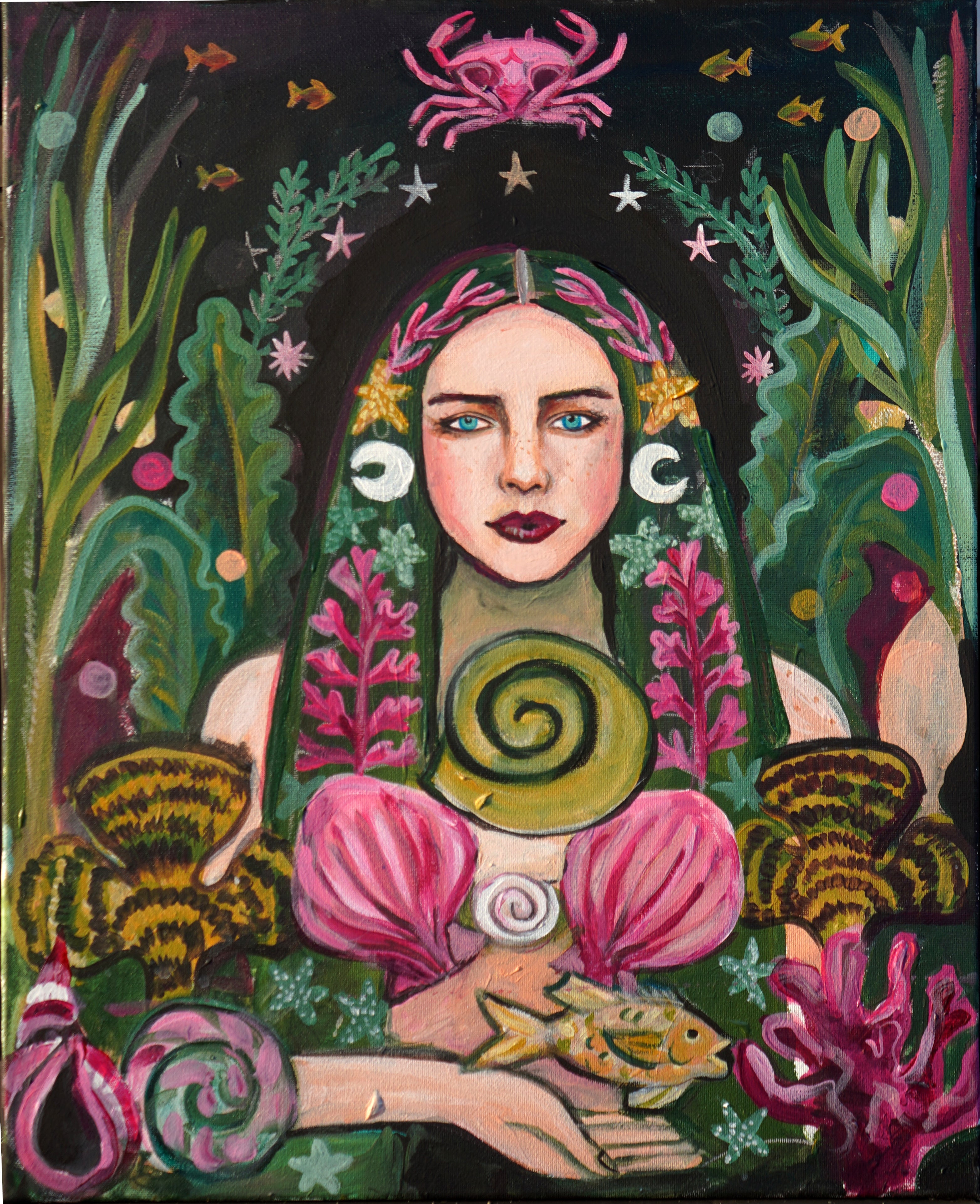 Dark Sea Mermaid Original Painting