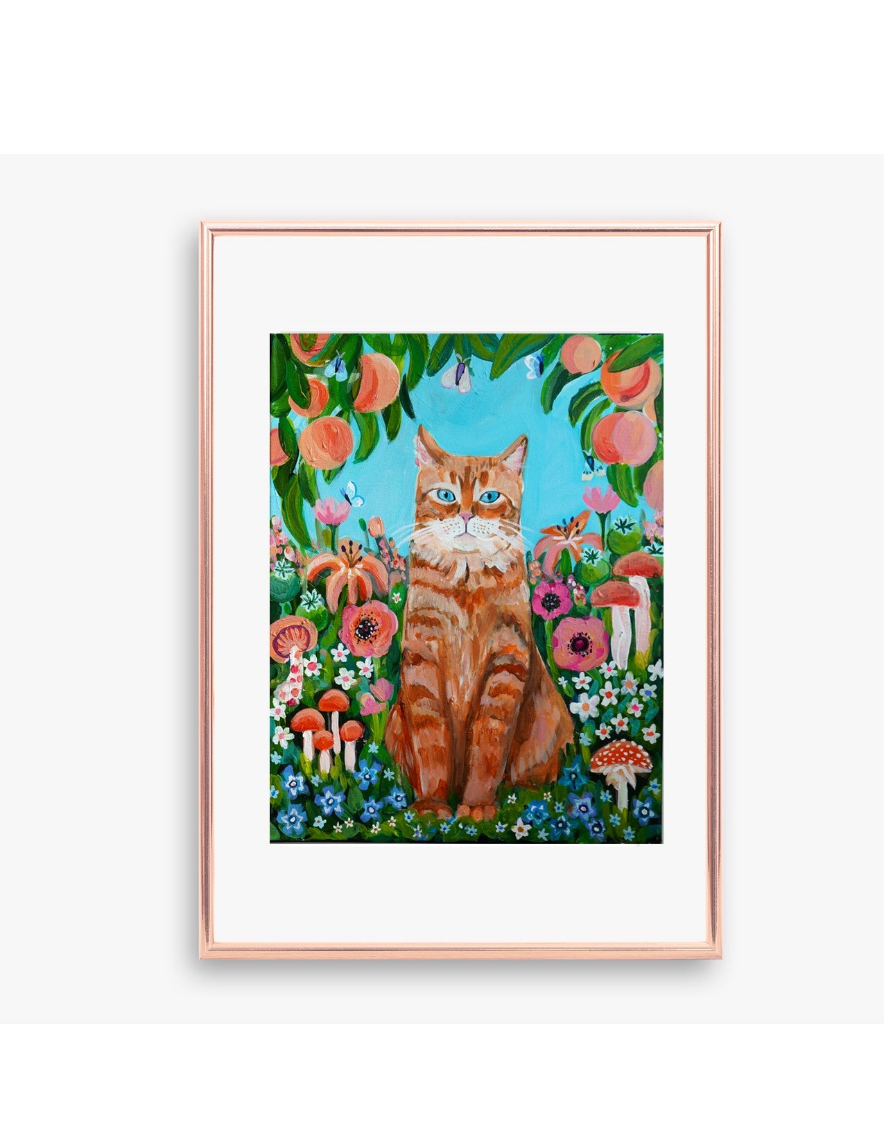 Peach Tree Orange Cat Print