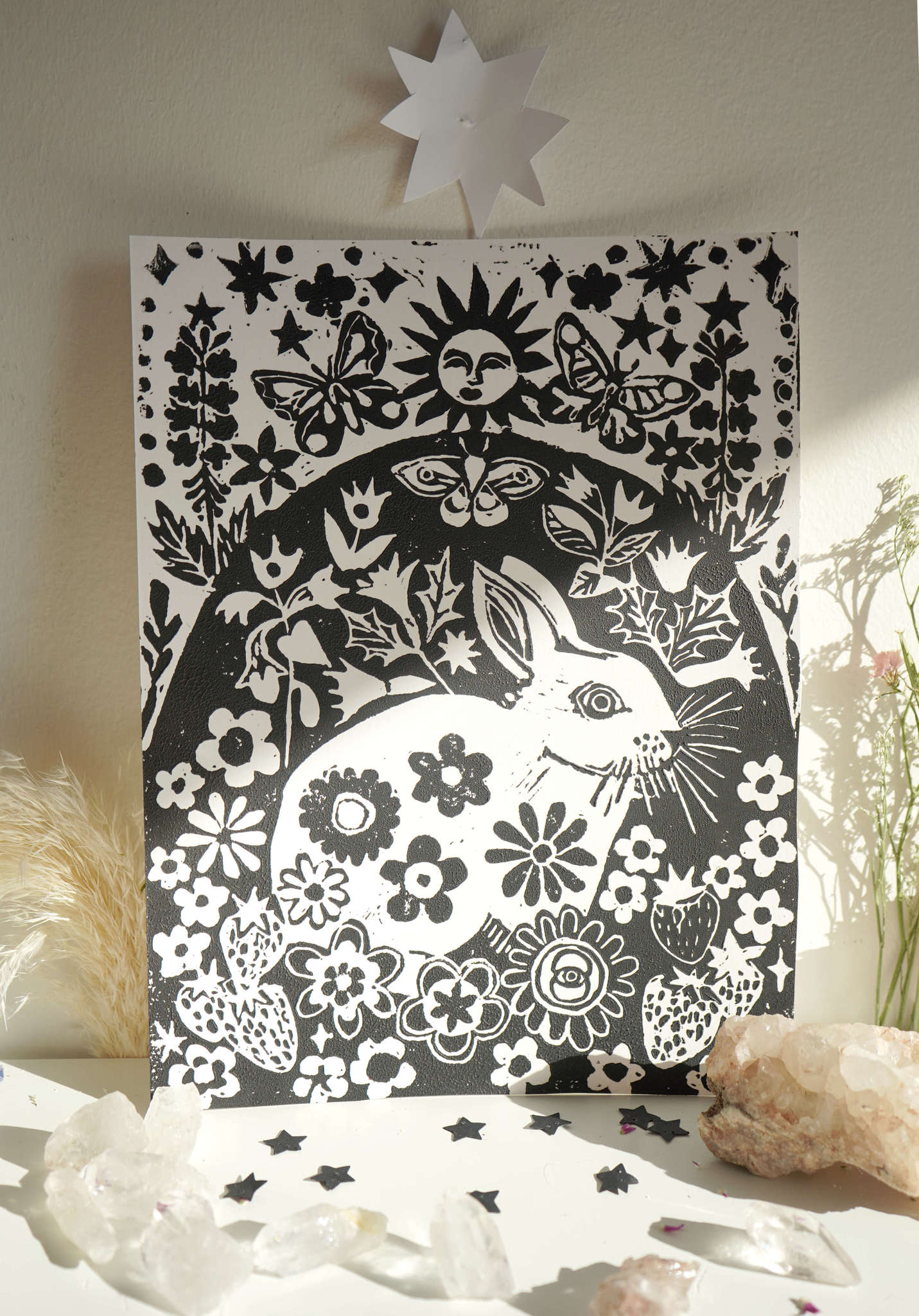Rabbit Lino Print