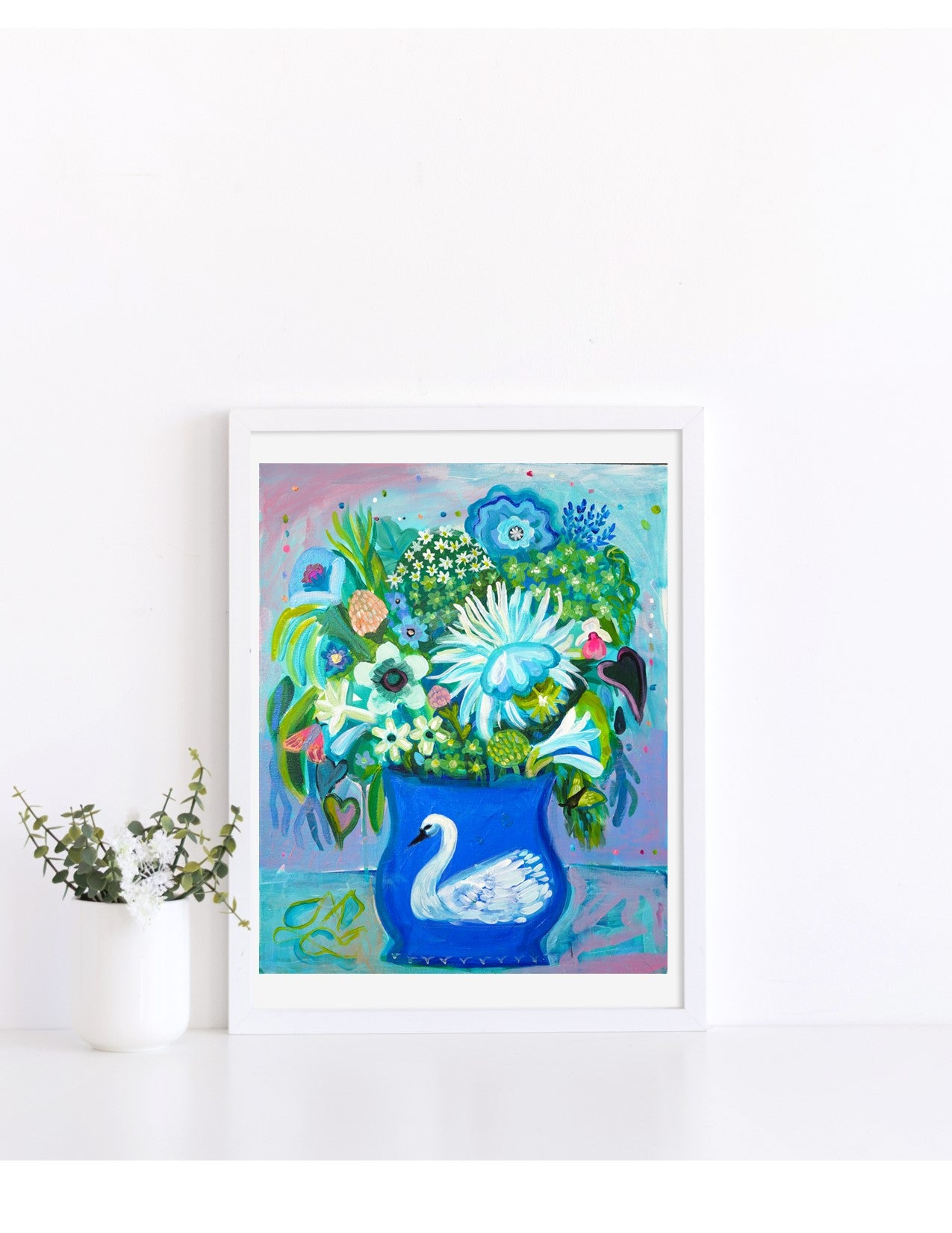 Swan Flower Arrangement Print
