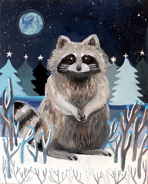 Winter Racoon Print