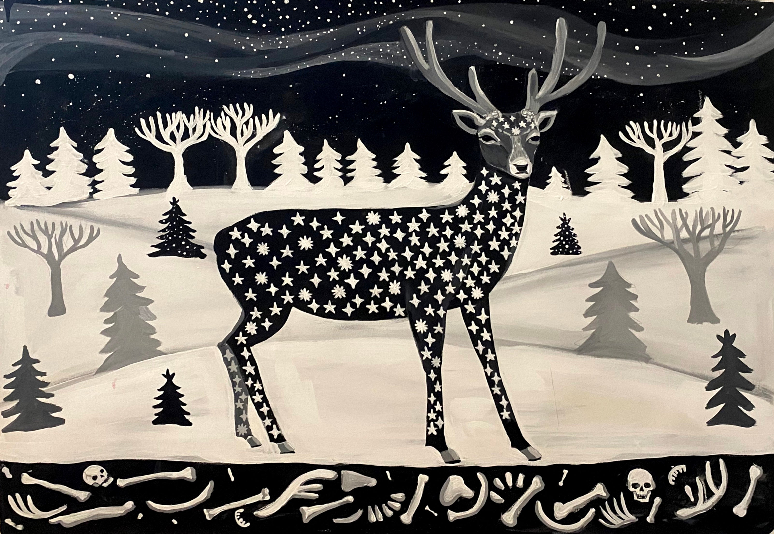 Winter Mysteries Deer Painting