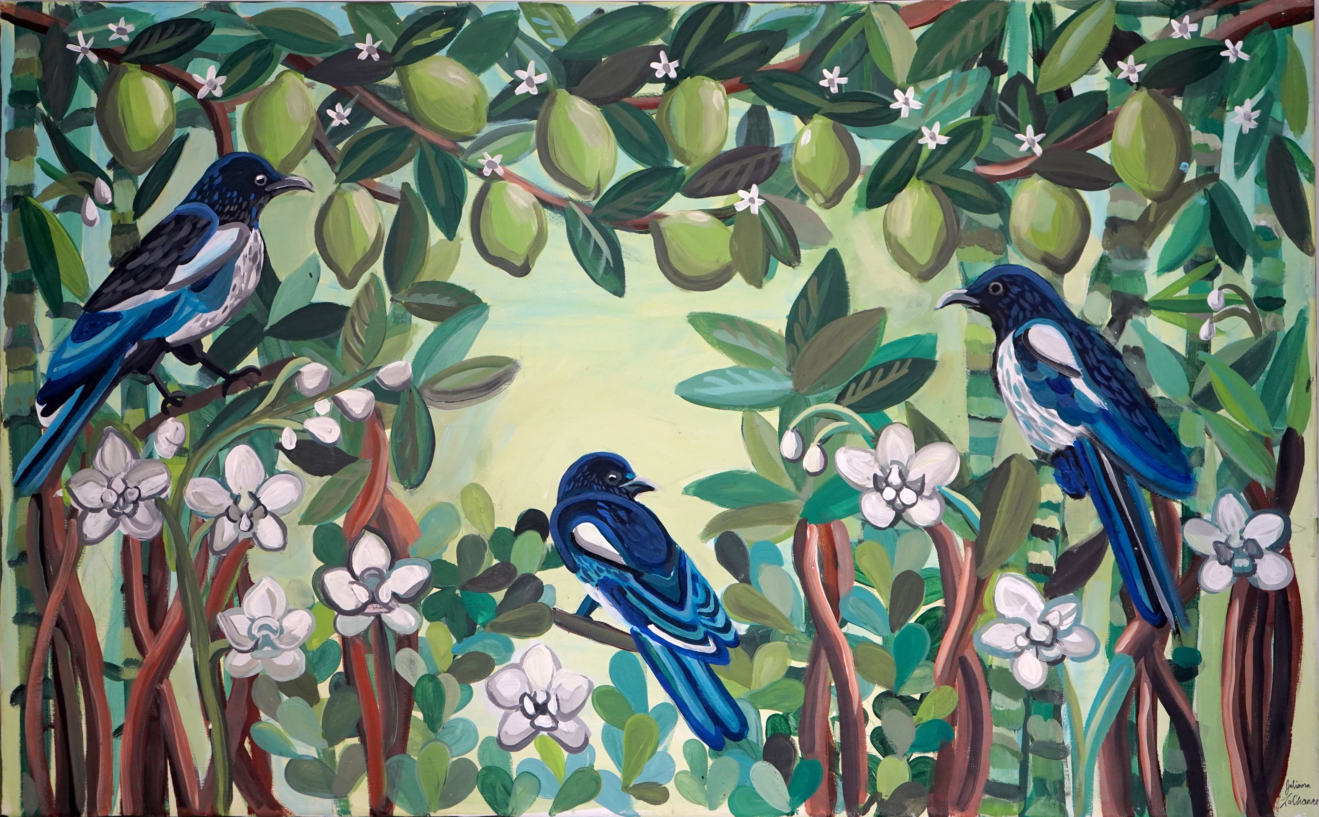 Good Luck Blue Birds Painting