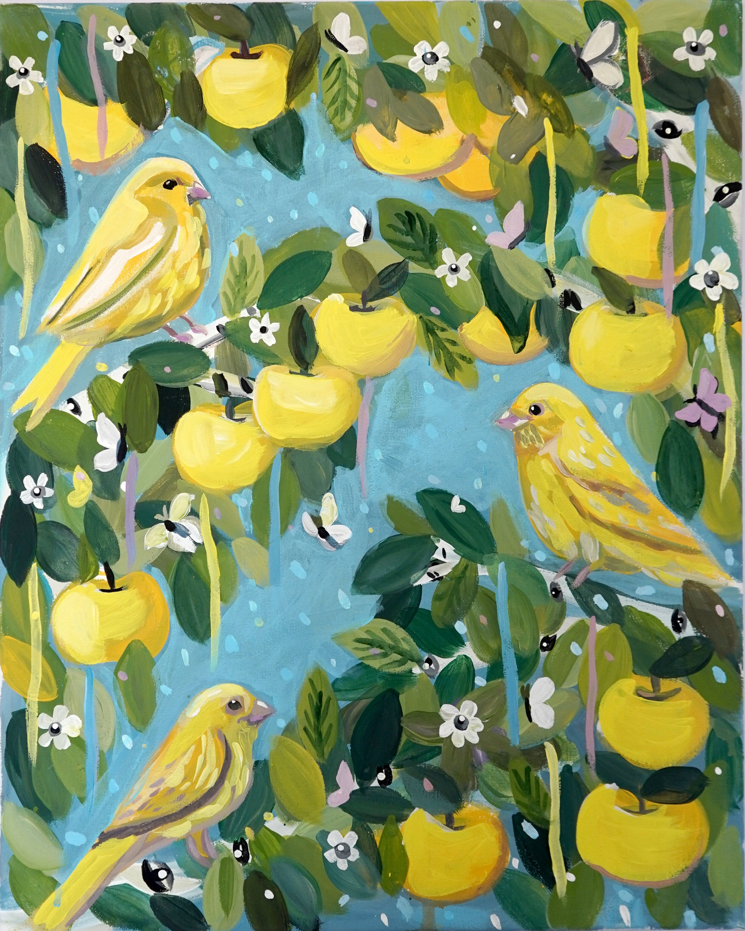 Golden Delicious Canaries Painting