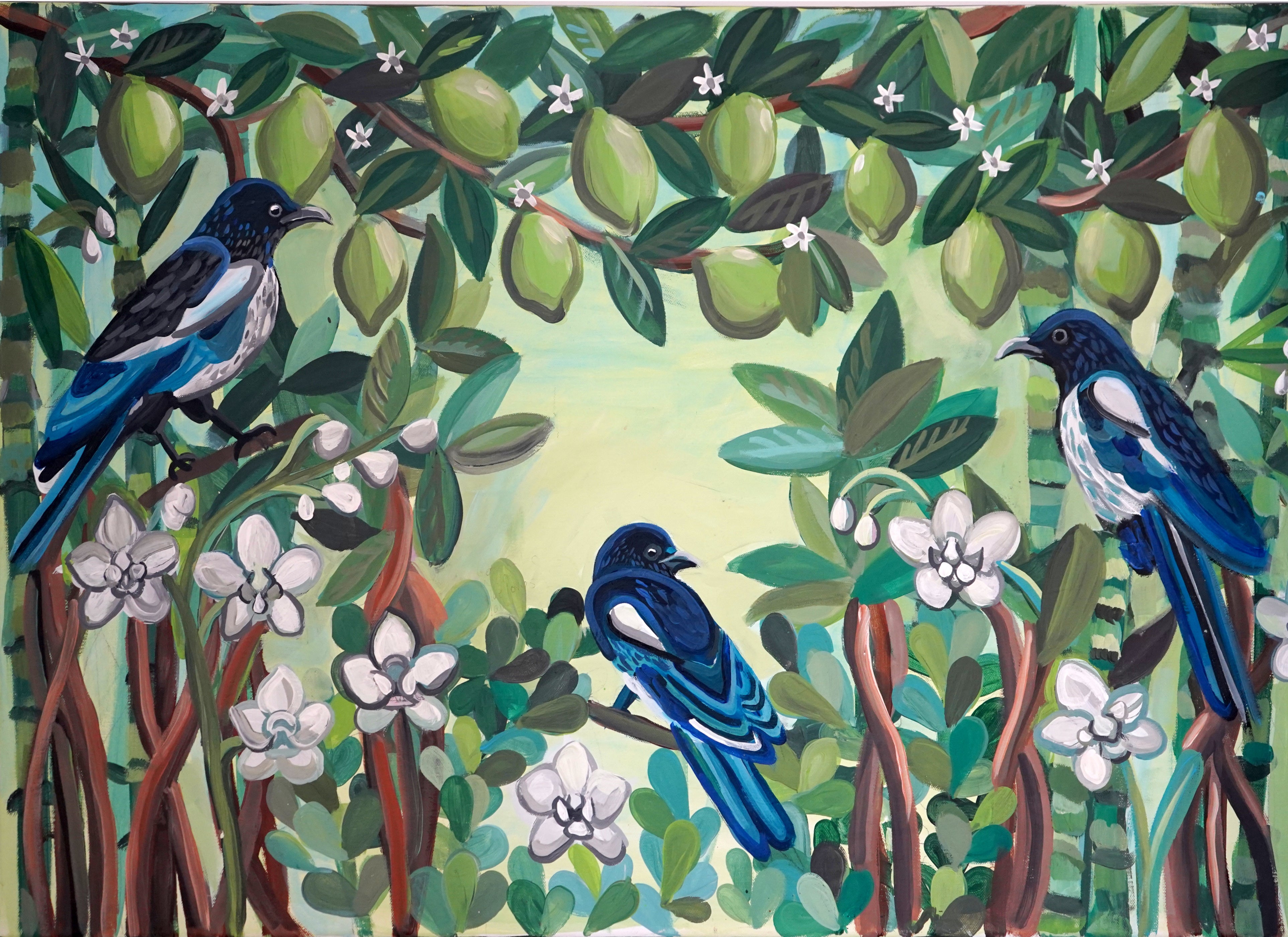 Good Luck Blue Birds Print