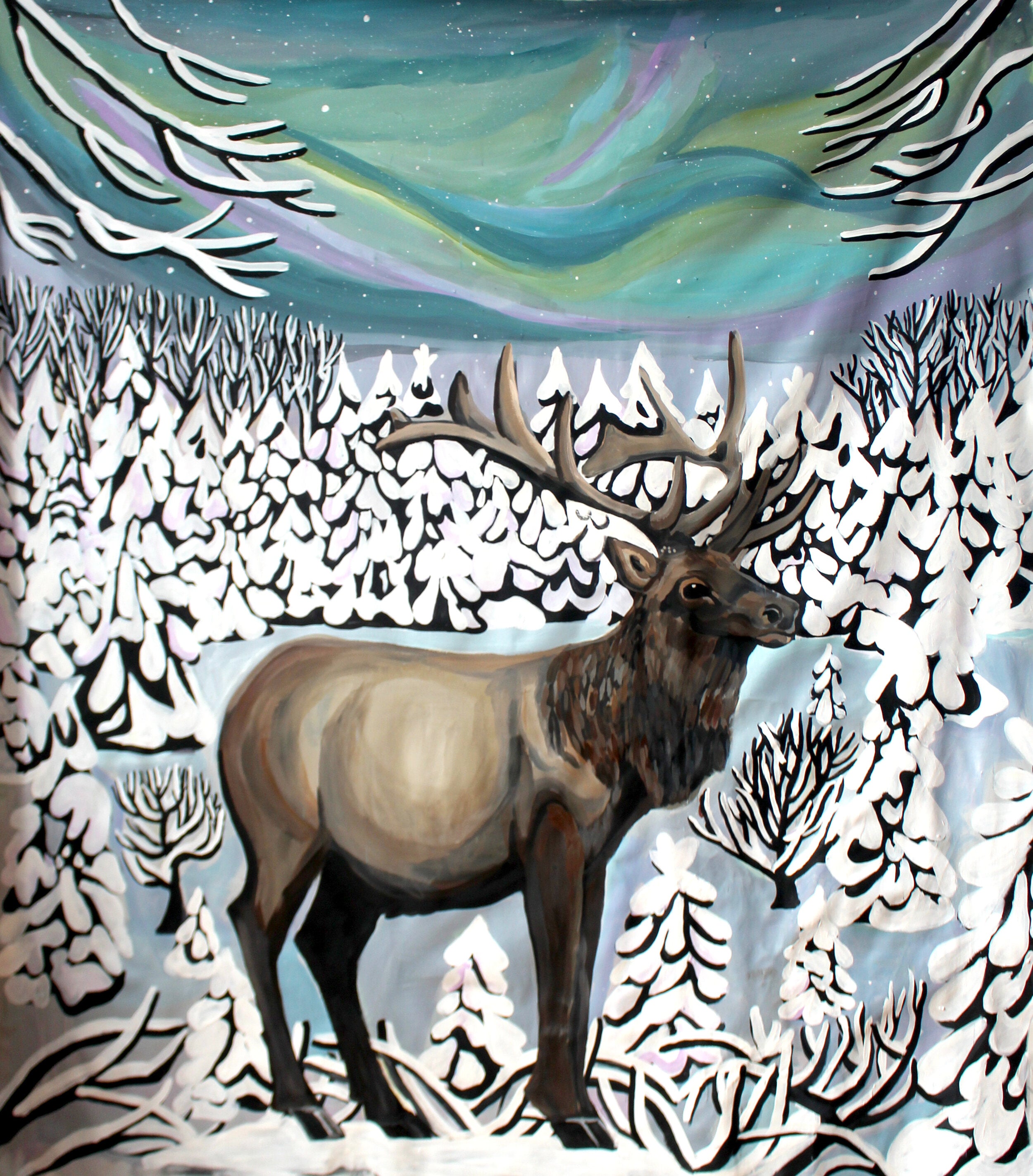 Northern Elk Painting