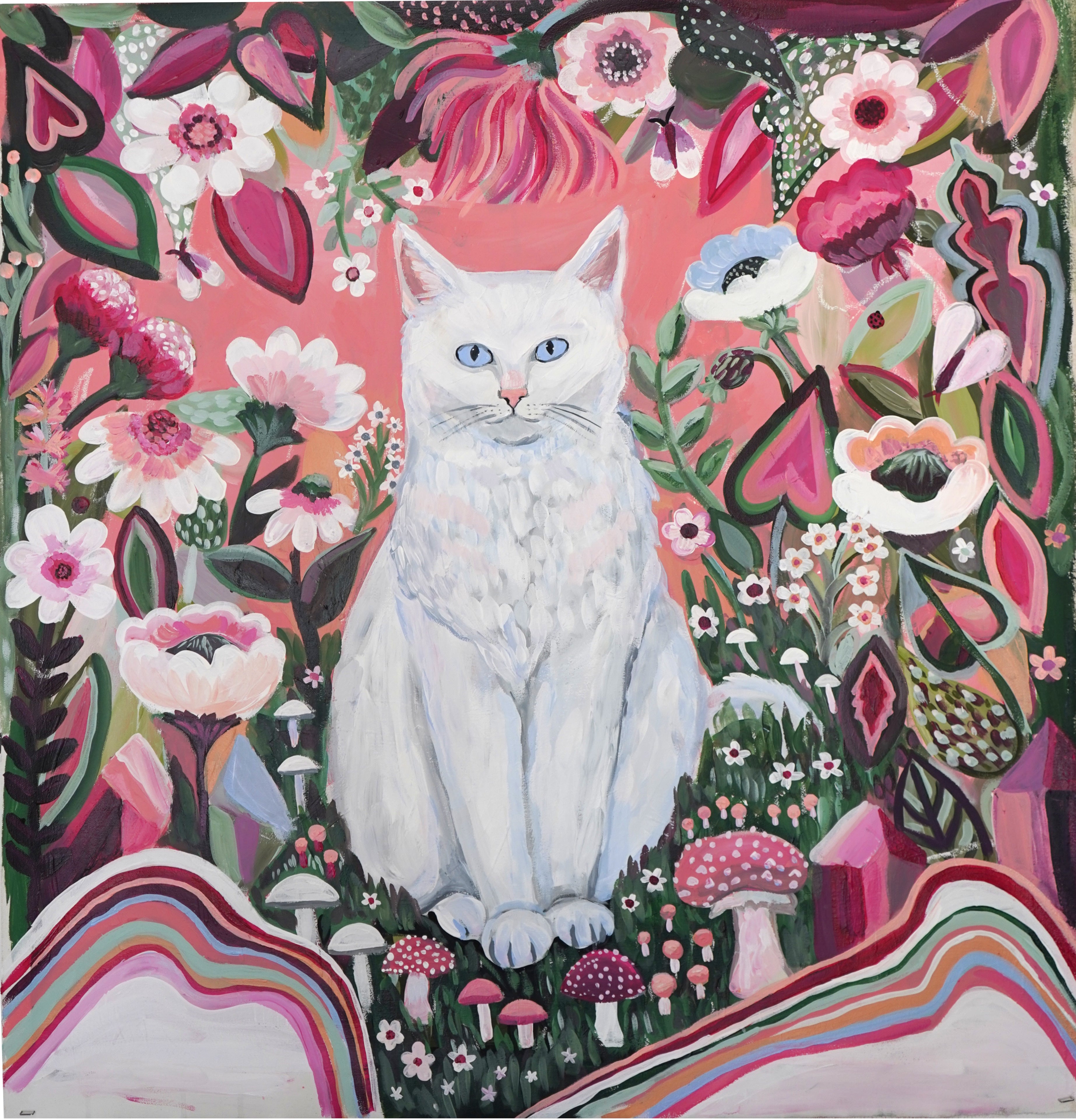 White Wild Cat print