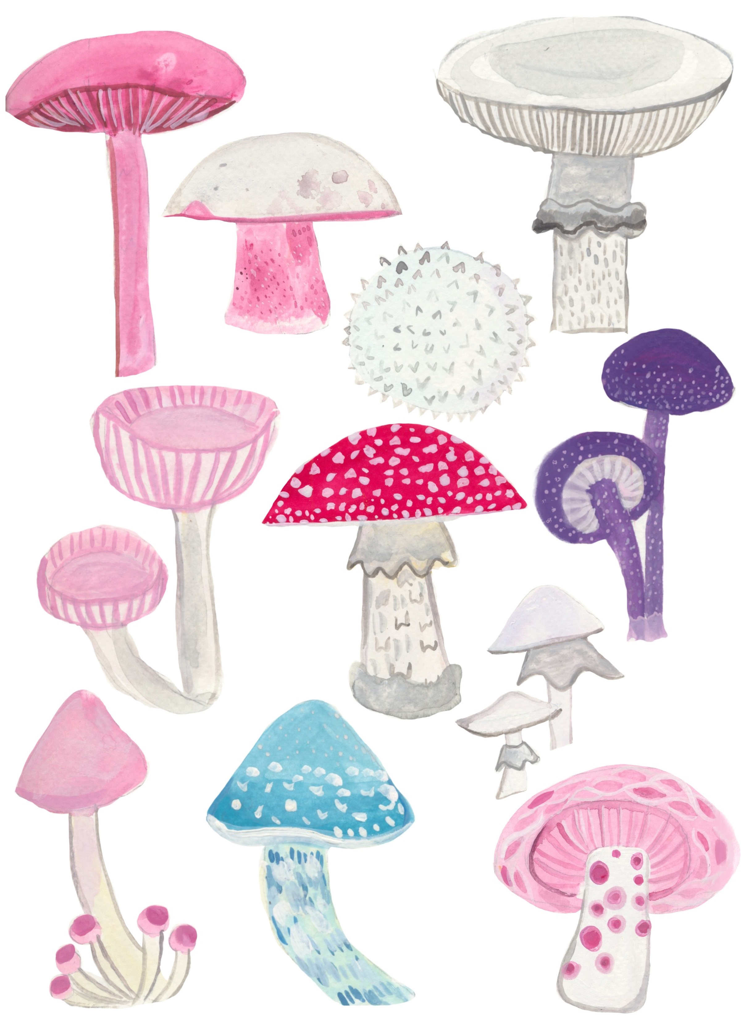 Pastel Mushroom Original Painting