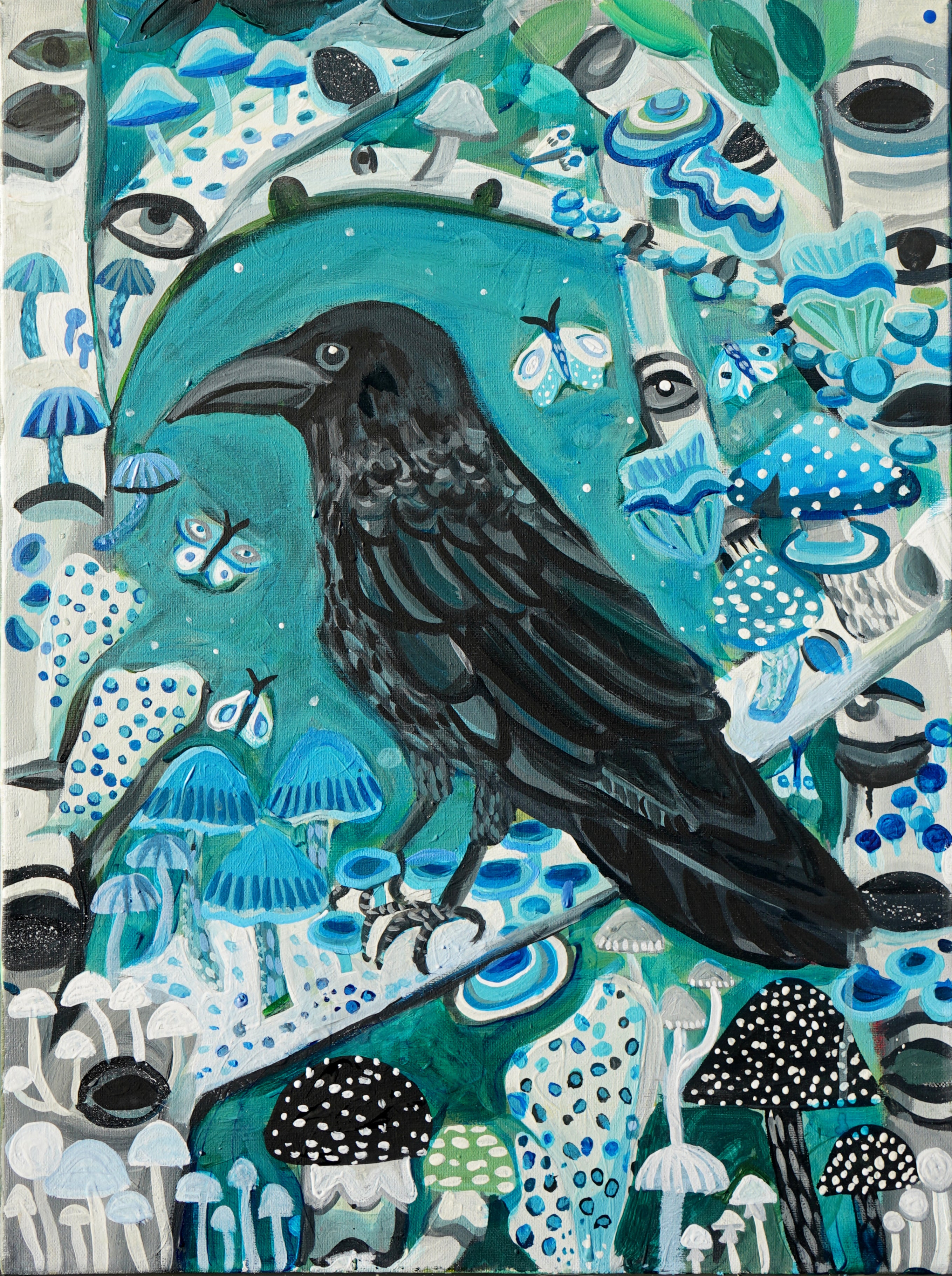 Enchated Forest Raven Painting