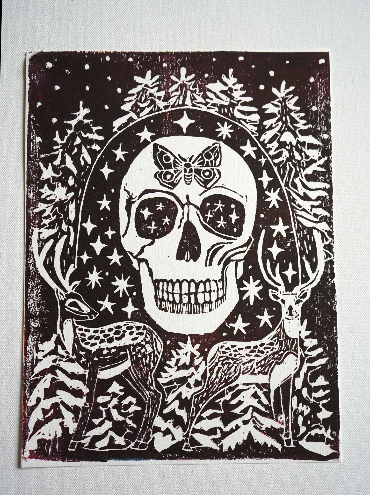 Skull Lino print