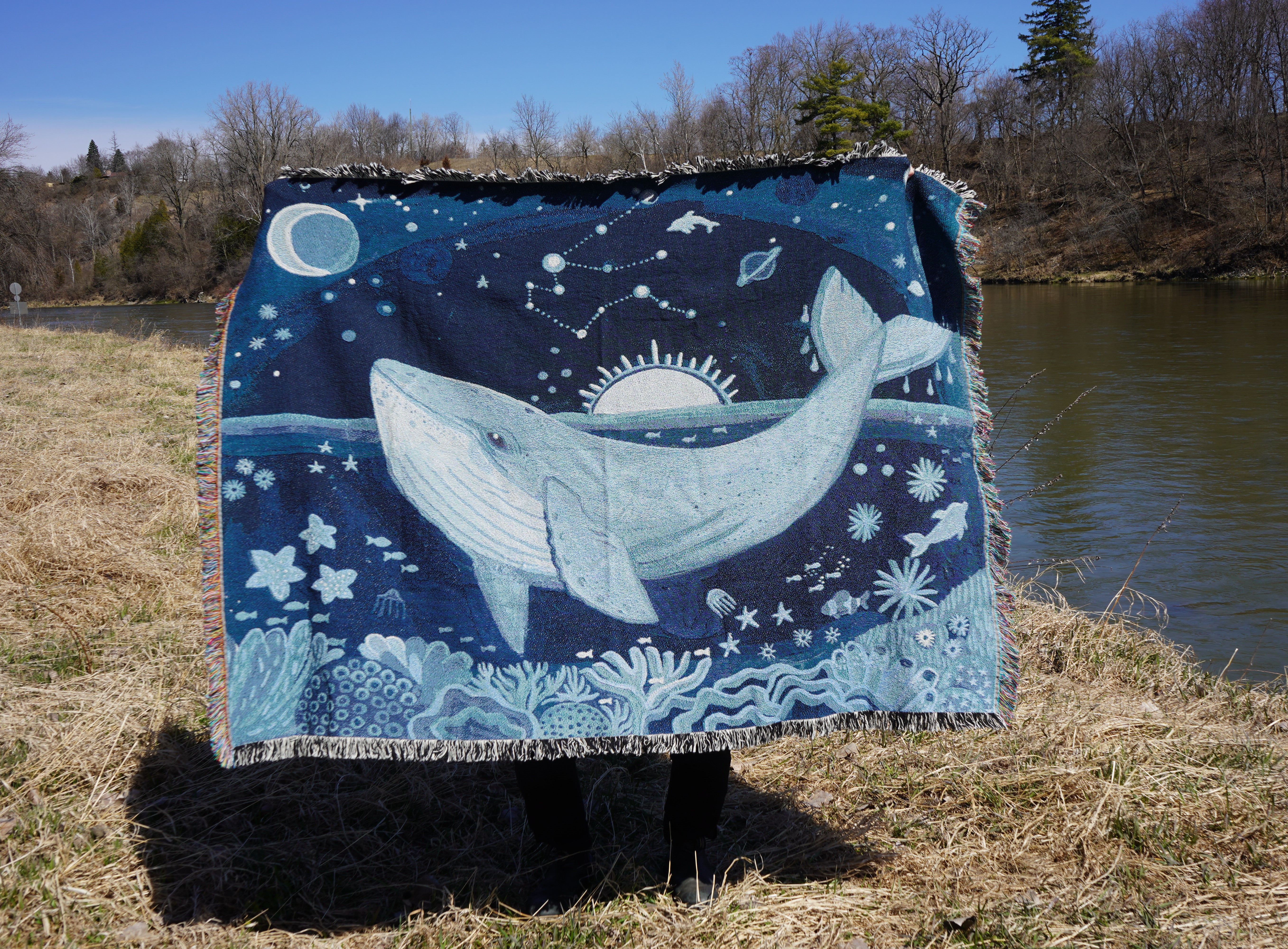 Cosmic Whale Blanket Tapestry