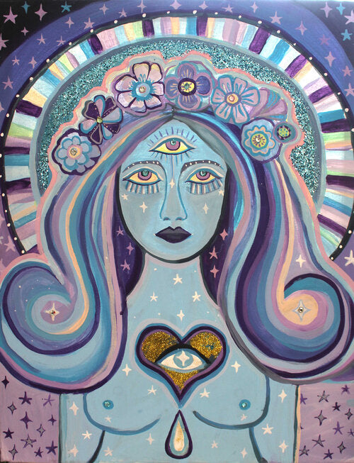 Psychedelic Blue Goddess Print