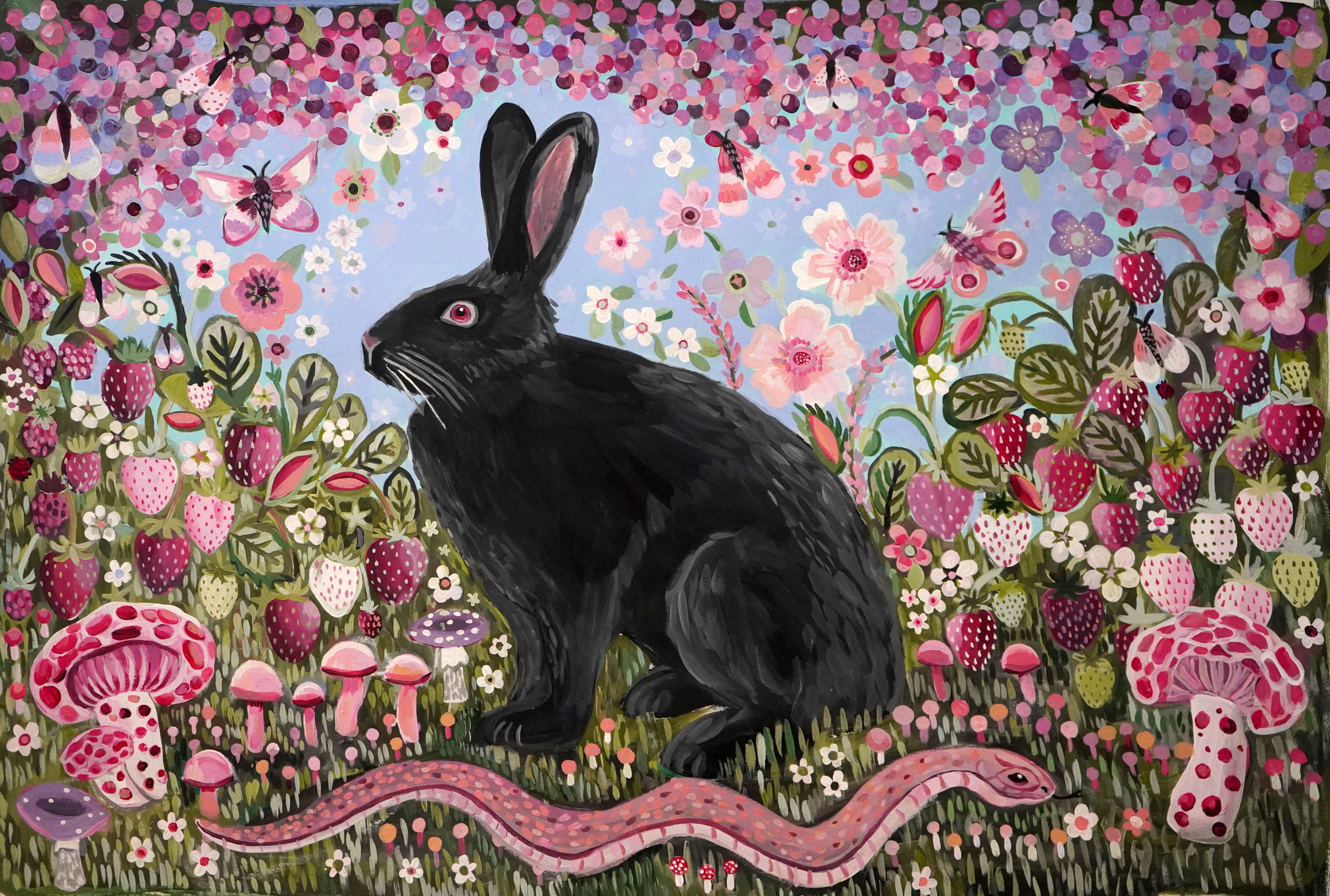 Black Rabbit Wild Garden Print